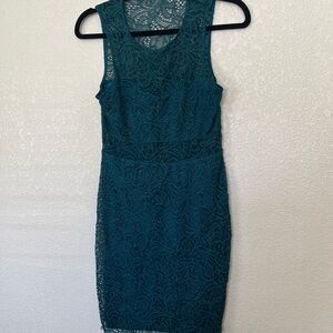 Express Teal Lace Mini Dress